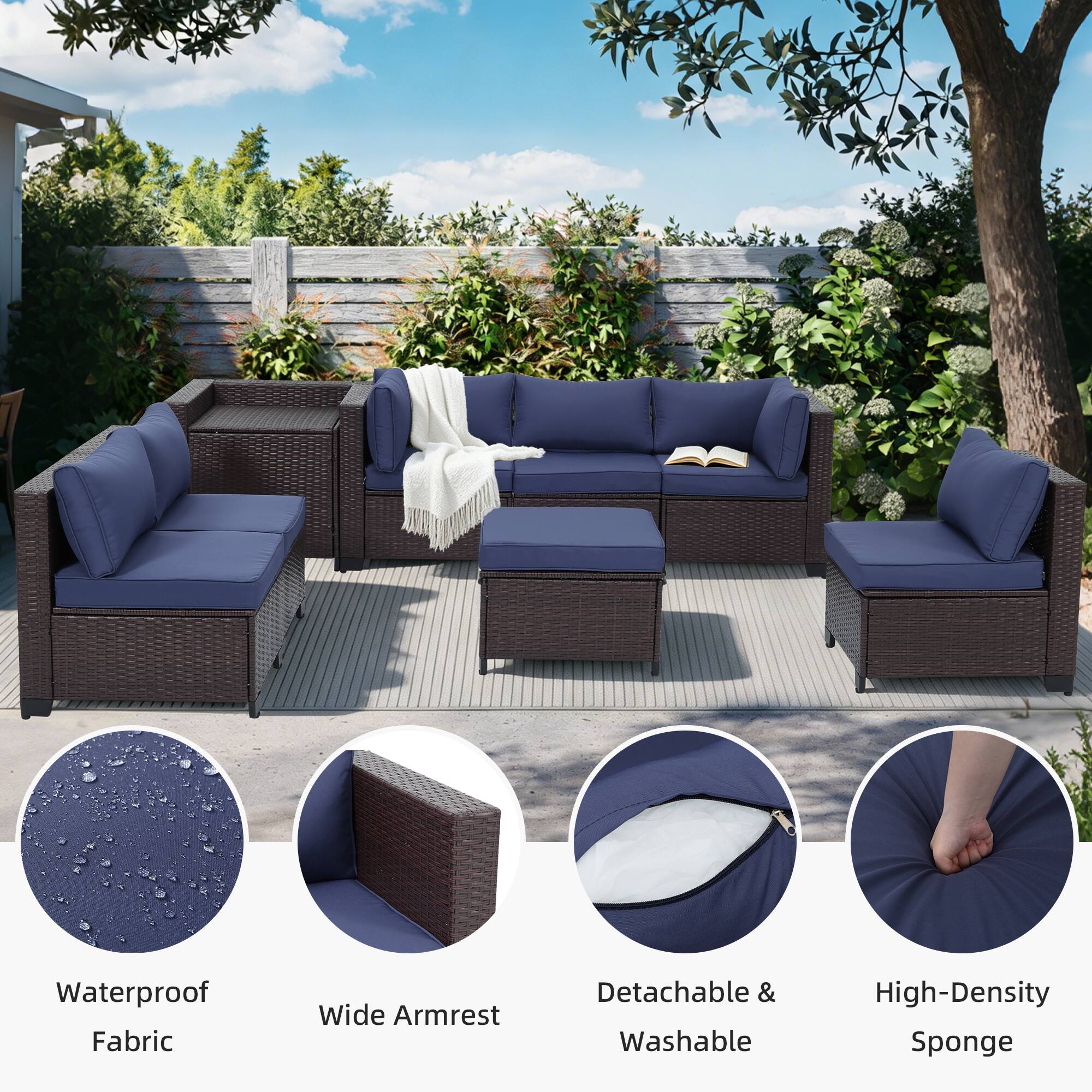Waterproof Fabric Wide Armrest Detachable & Washable High-Density Sponge
