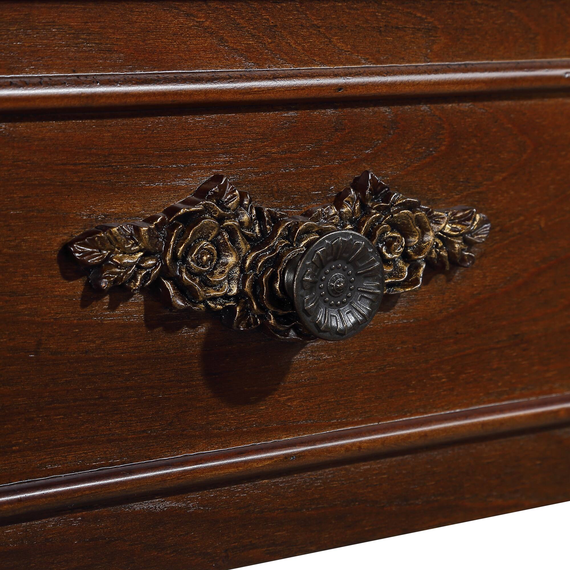 Alt View 10. GOODSILO - Retro Curved Wood Console Table with Open Shelf and Drawers Half Moon Sofa Table Solid Wood Entry Table - Cherry.