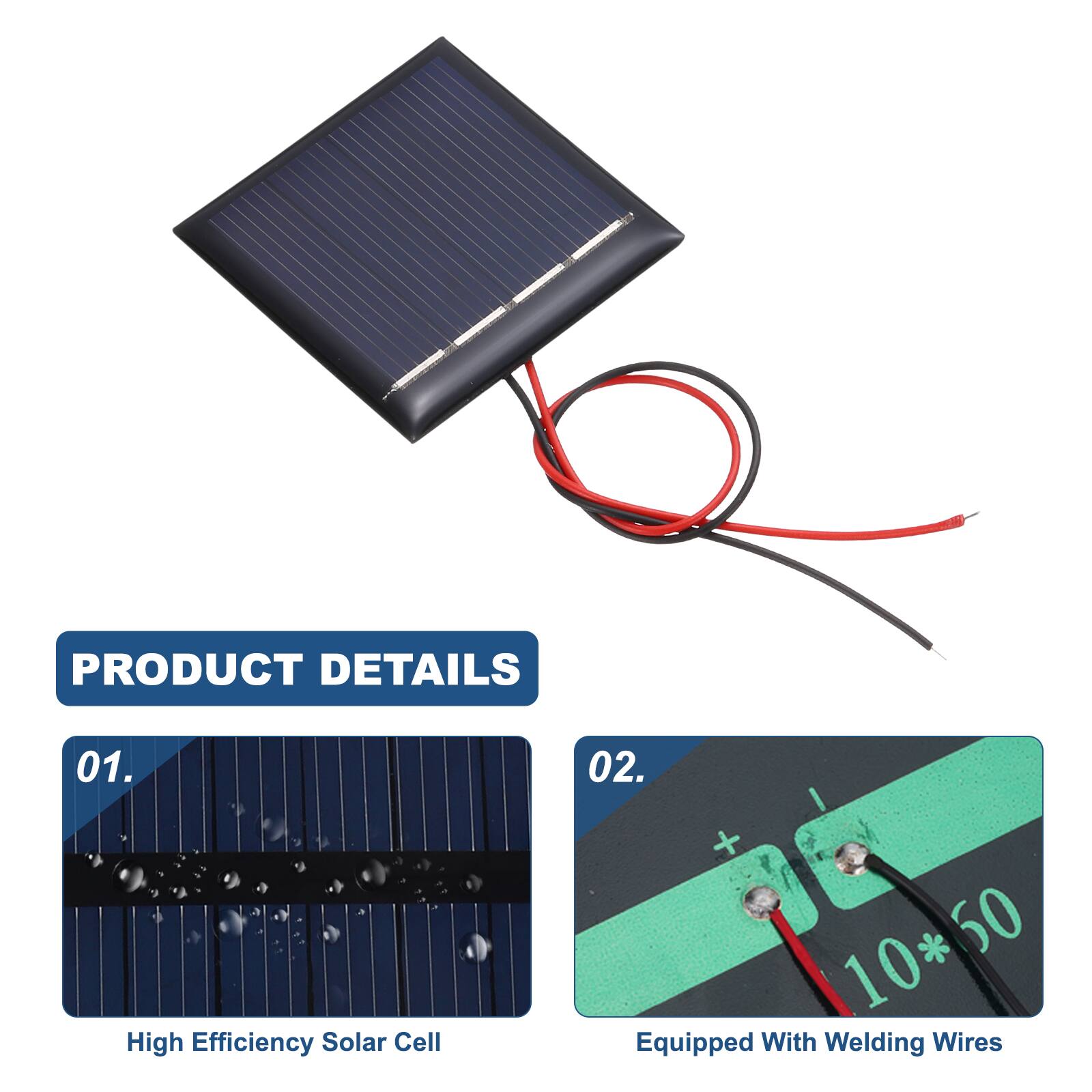 PRODUCT DETAILS

01. High Efficiency Solar Cell

02. I + 10*50 * 60 10: Equipped With Welding Wires