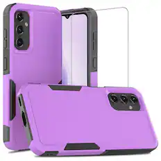 Front. Equipd - Case for Galaxy A37 / A36 / A56 5G, Heavy Duty Rugged Shockproof Protection Cover with Tempered Glass Screen Protector - Purple.
