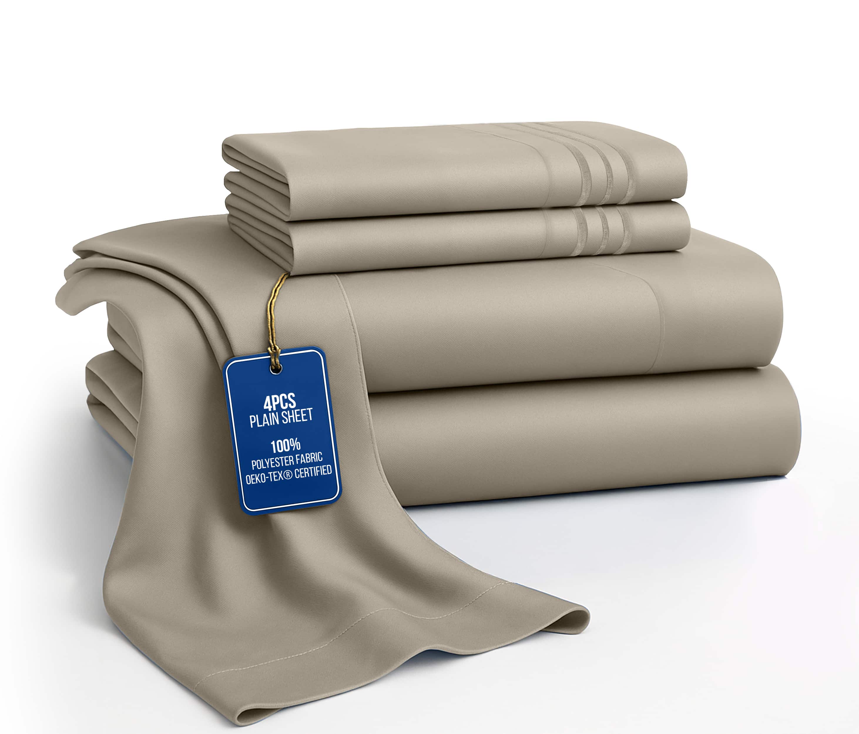 Lux Decor Collection - 4-Piece Queen Bed Sheet Set, Ultra Soft Microfiber, Deep Pocket, Wrinkle-Resistant, Hypoallergenic, All-Season Comfort - Taupe