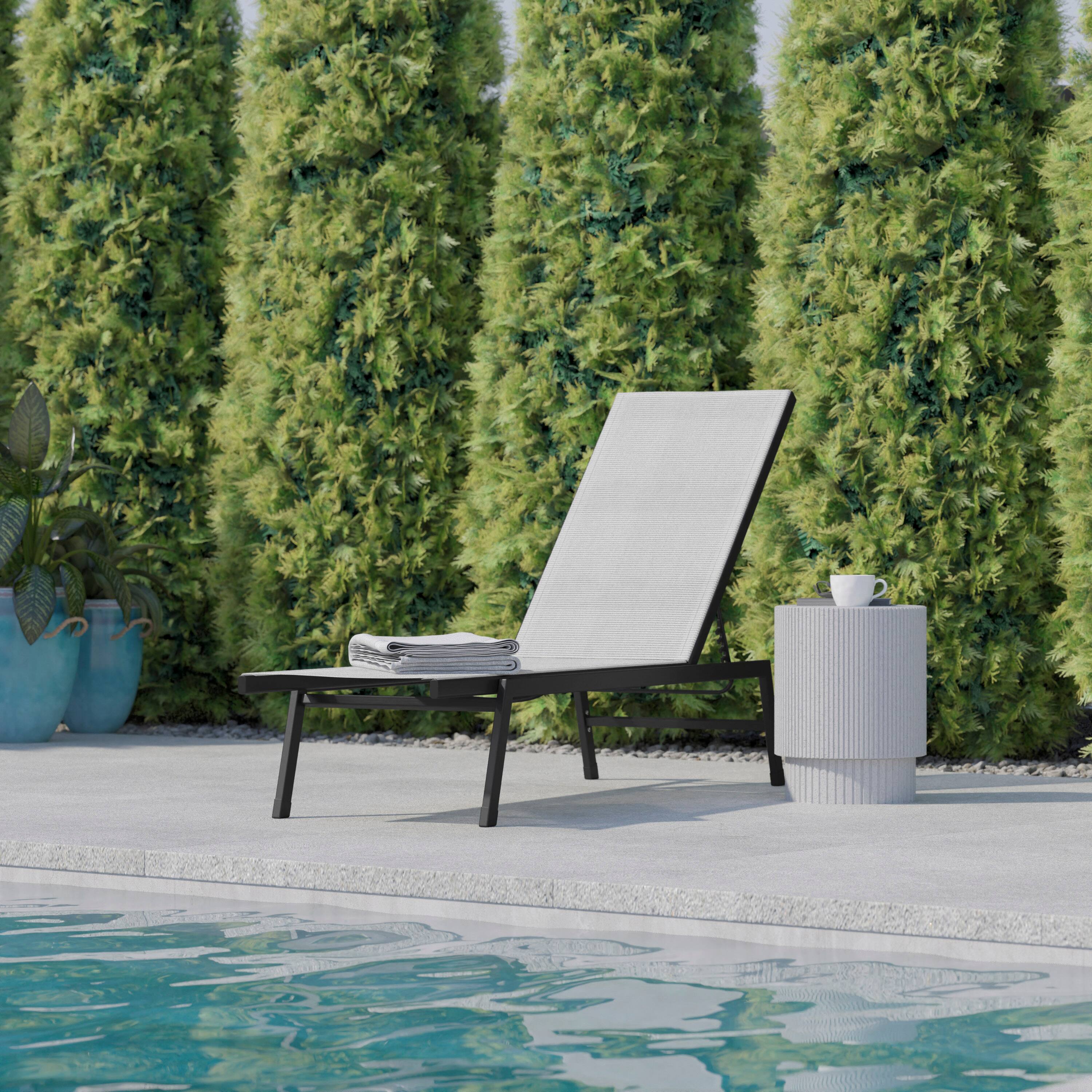 Alt View 1. Flash Furniture - Brazos Adjustable Chaise Lounge Chair, Outdoor Five-Position Recliner, All Weather, Black/Gray - Gray.