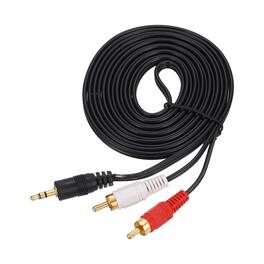 Unique Bargains - Gold Plating TRS3.5mm Male to 2RCA Jack Cable, Copper Core PVC Audio AUX Cable for TV/Amp/Speaker/Mobile - Black
