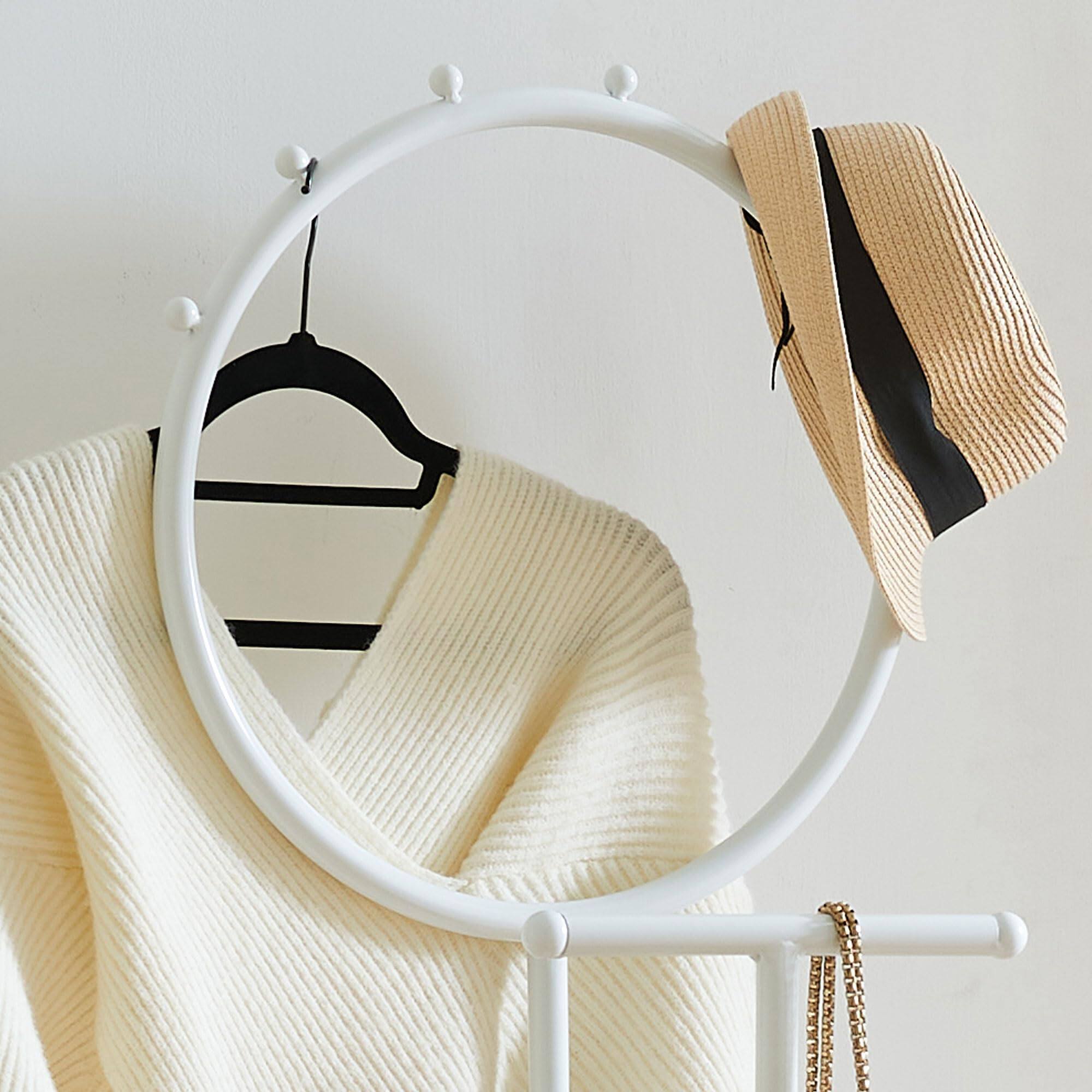 Alt View 3. Kings Brand Furniture - Kings Brand Furniture Cheska Suit Valet Stand with Circular Frame - White.