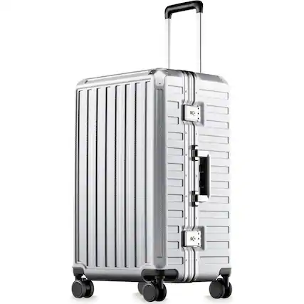 Front. LUGGEX - LUGGEX 24 Inch Hardside Zipperless PC Luggage 8010S Aluminum Frame - ZX-Core - silver.