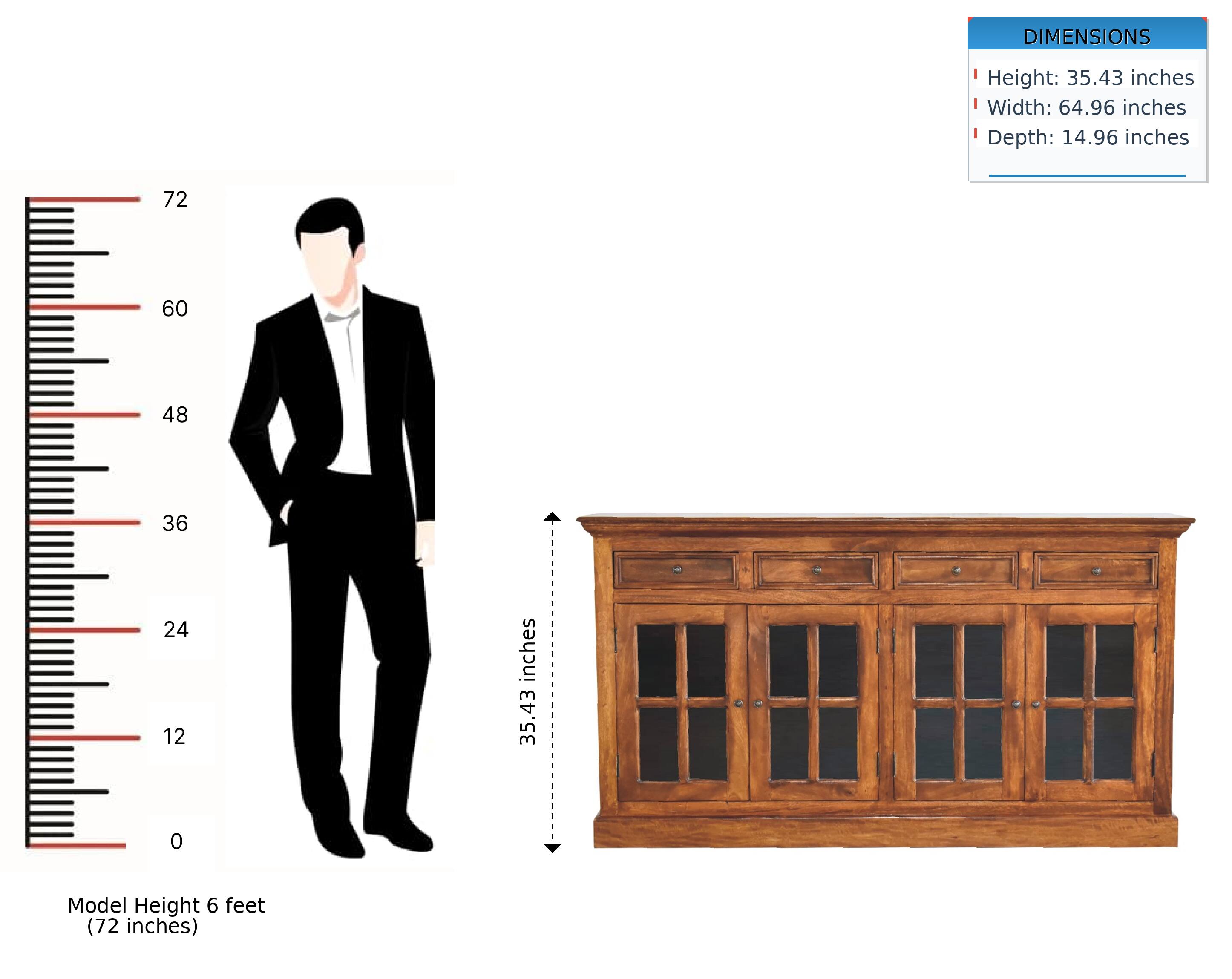 DIMENSIONS  
Height: 35.43 inches  
Width: 64.96 inches  
Depth: 14.96 inches  

Model Height 6 feet (72 inches)