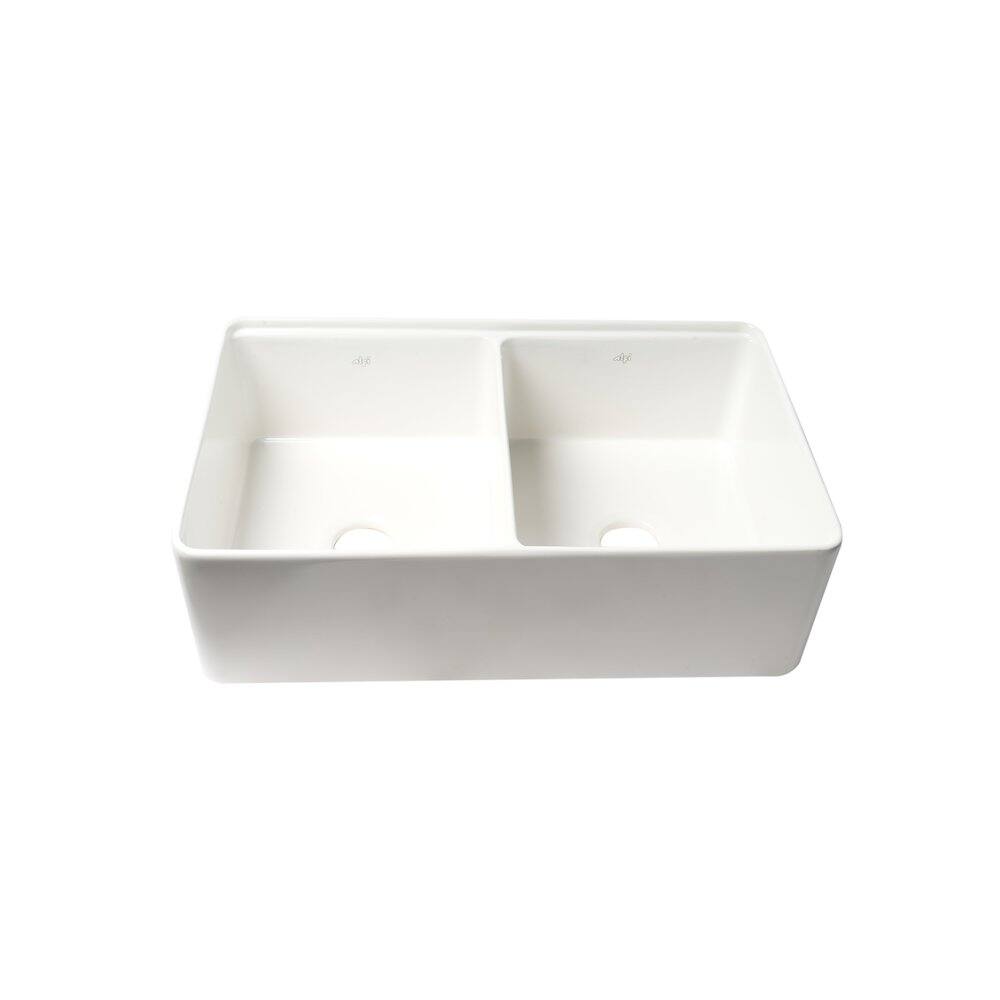 Alt View 6. Alfi - ALFI brand White 33 x 20 Workstation Double Bowl Step Rim Fireclay Farm Sink - White.