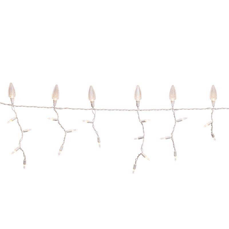 Angle. Celebrations - Celebrations Platinum LED C9 Warm White 70 ct Icicle Christmas Lights 9 ft..