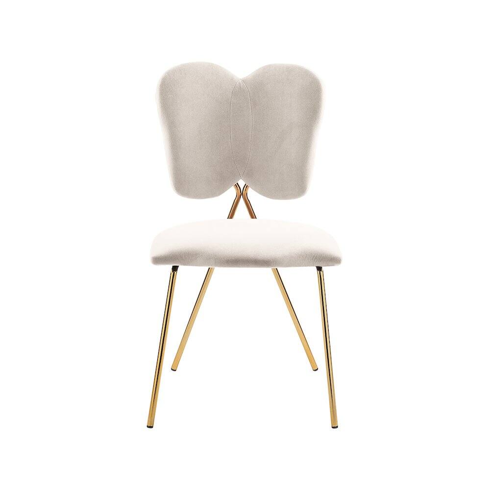 Alt View 2. Meridian Furniture - Angel Cream Velvet Dining Chair, Set of 2 - Beige.