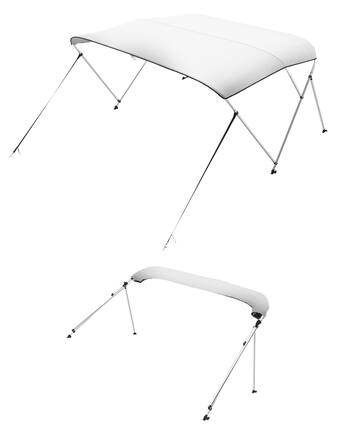 Front. VEVOR - 3 Bow Boat Bimini Tops, 600D Polyester Canopy with Aluminum Alloy Frame, Waterproof & Sun Shade Boat Awning Canopy - Light Grey.