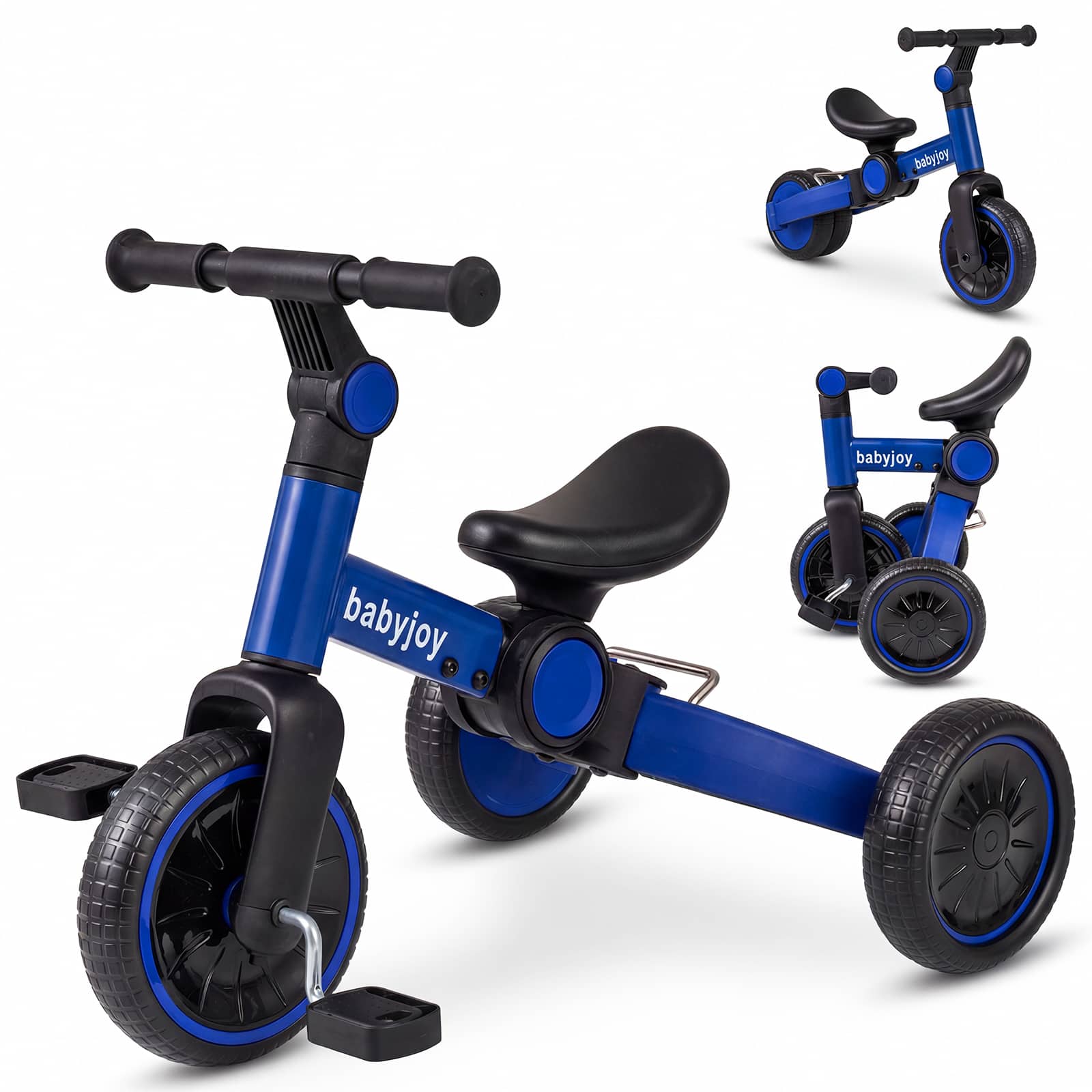 Gymax - 5-In-1 Toddler Bike Kids Balance Bike w/ Removable Pedals Adjustable Handlebar - Blue