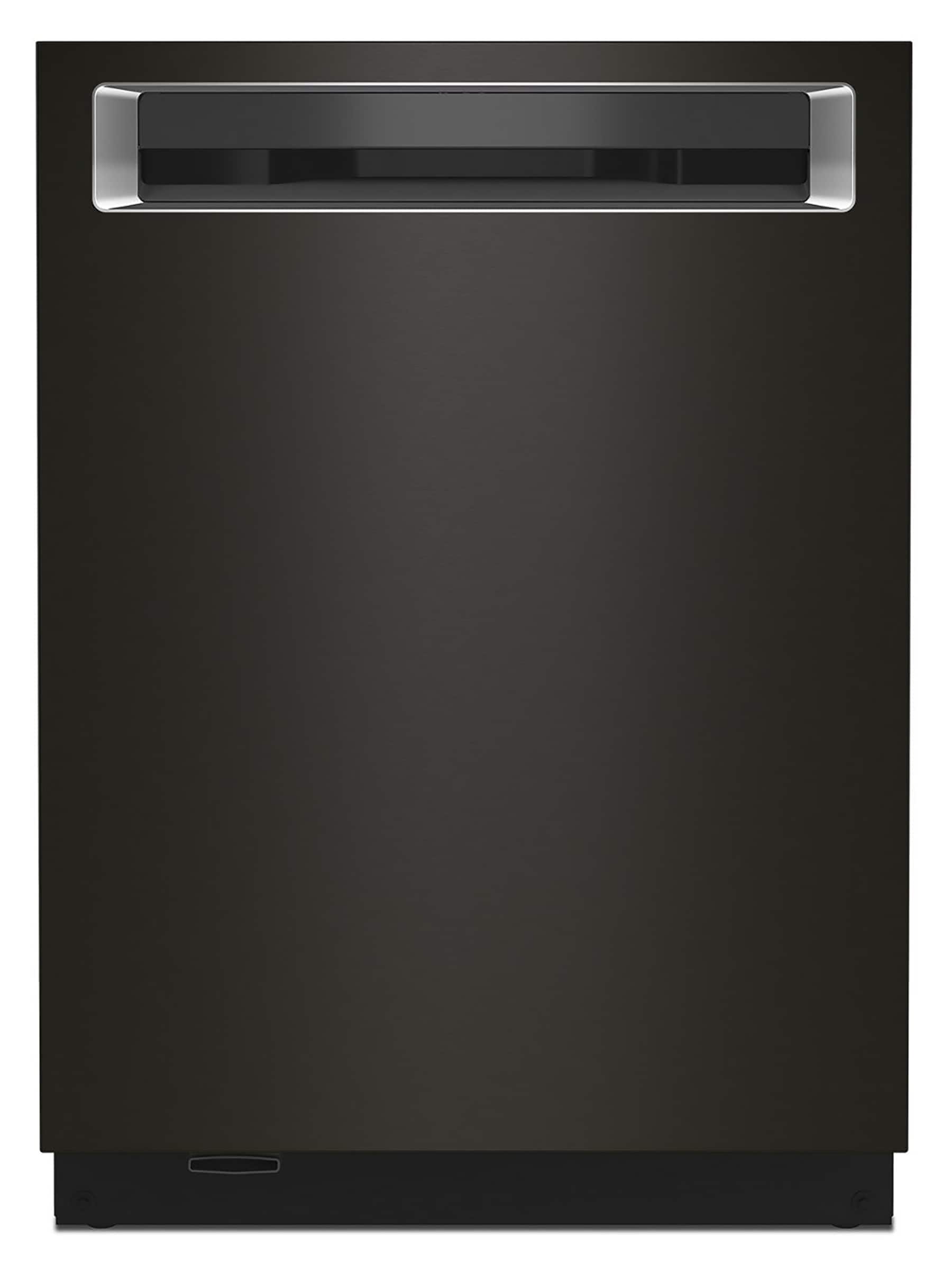 Front. KitchenAid - 24" Top Control Built-In Stainless Steel Tub Dishwasher with 3rd Rack, LED Interior Lighting, 44 dBA - Black Stainless.
