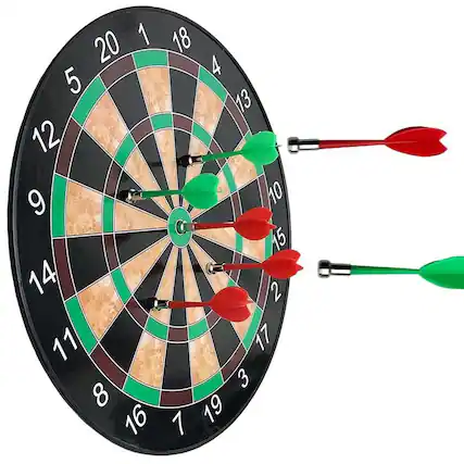 Front. JuzToys - Magnetic Dart Board with 6 Darts, 11.5″ Dartboard and Darts Game Set for Indoor/Outdoor Party Games - Multicolored.