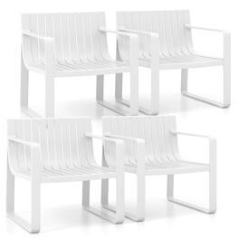 Costway - Patio Chairs Set of 4 Weather-resistant Plastic Outdoor Armchairs - White