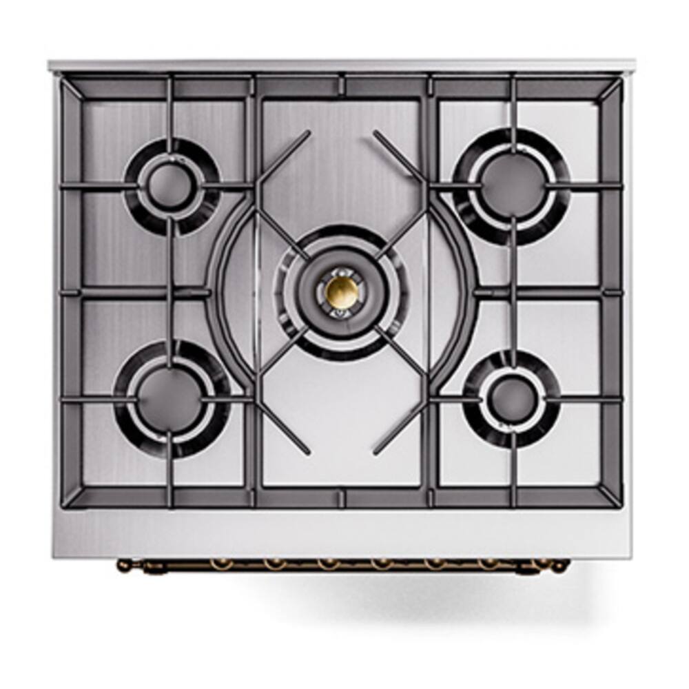 Alt View 8. ILVE - ILVE Nostalgie II 30 inch Dual Fuel Range with 5 Burners (Liquid Propane, Stainless Steel, Burnished Trim) - Stainless Steel.