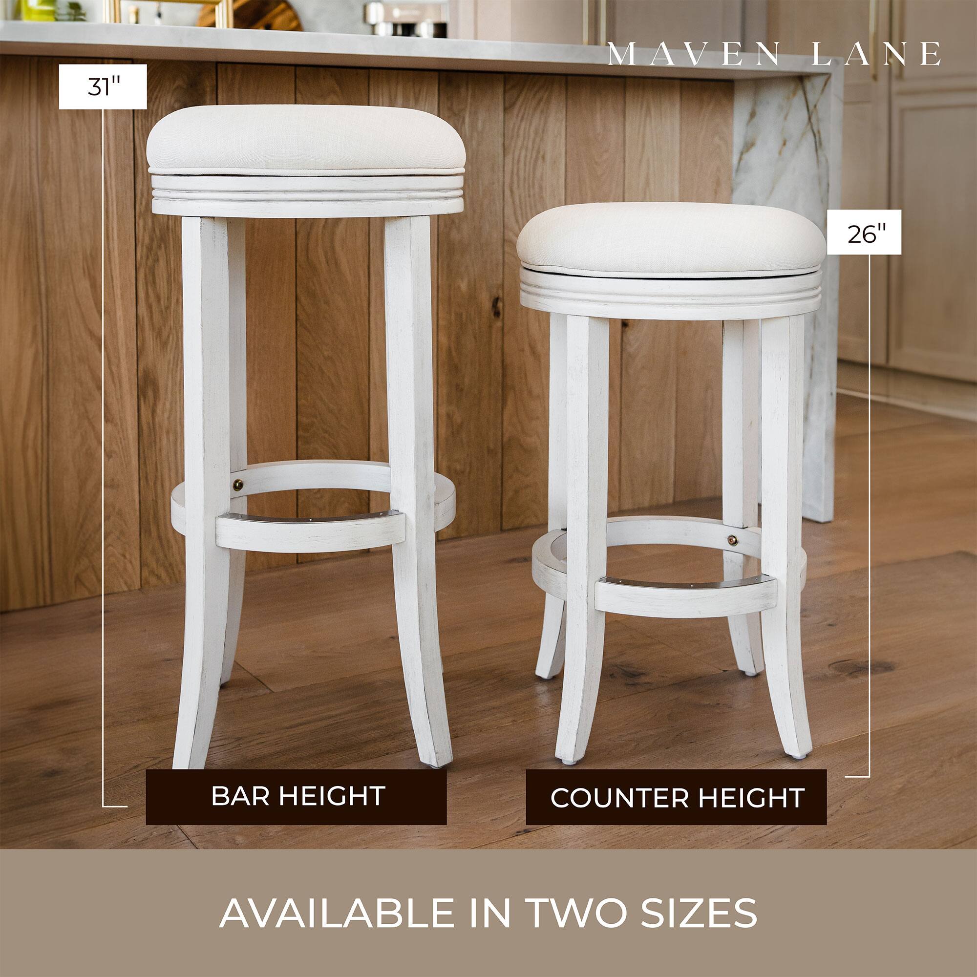 MAVEN LANE

31" BAR HEIGHT

26" COUNTER HEIGHT

AVAILABLE IN TWO SIZES