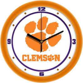 MpDirect - Clemson Tigers 11.5'' Suntime Premium Glass Face Traditional Logo Wall Clock - Multicolor