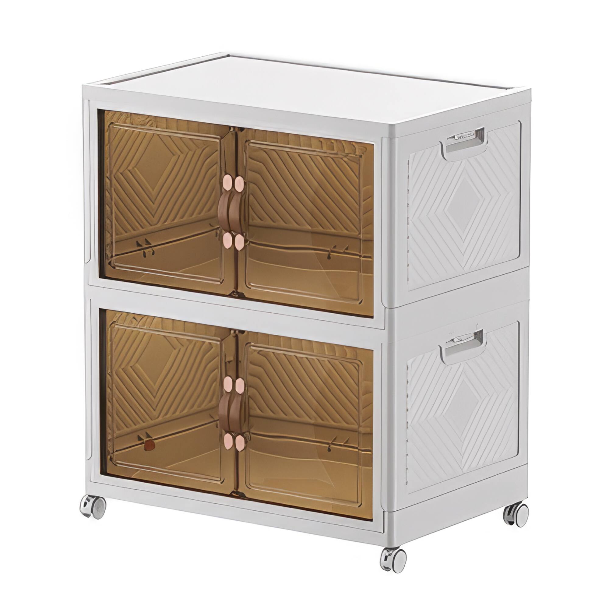 Front. FC Design - FC Design Jumbo Size 2-Tier 27.5"W Storage Bins with Double-Door Stackable Organizer with Wheels.