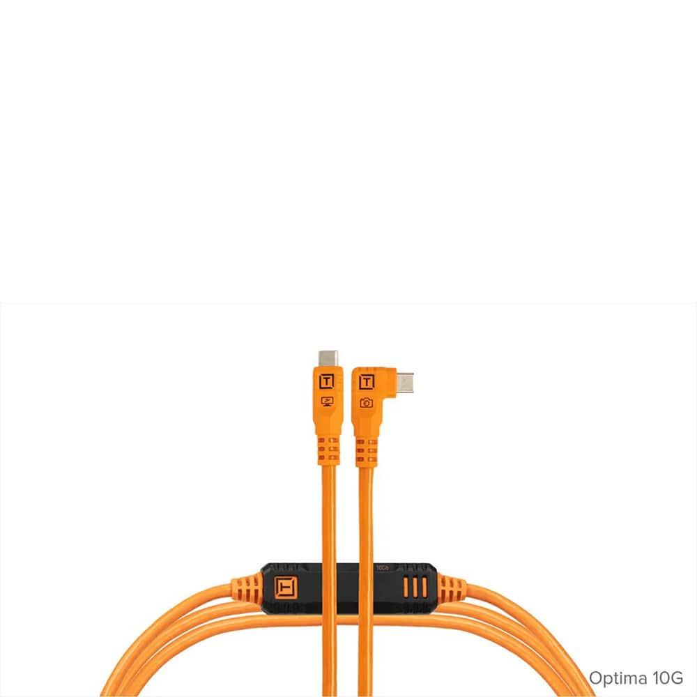 Tether - Tools TetherPro Optima 10G USB-C, 15' (4.6m), Straight to Right, High-Visibility - Orange