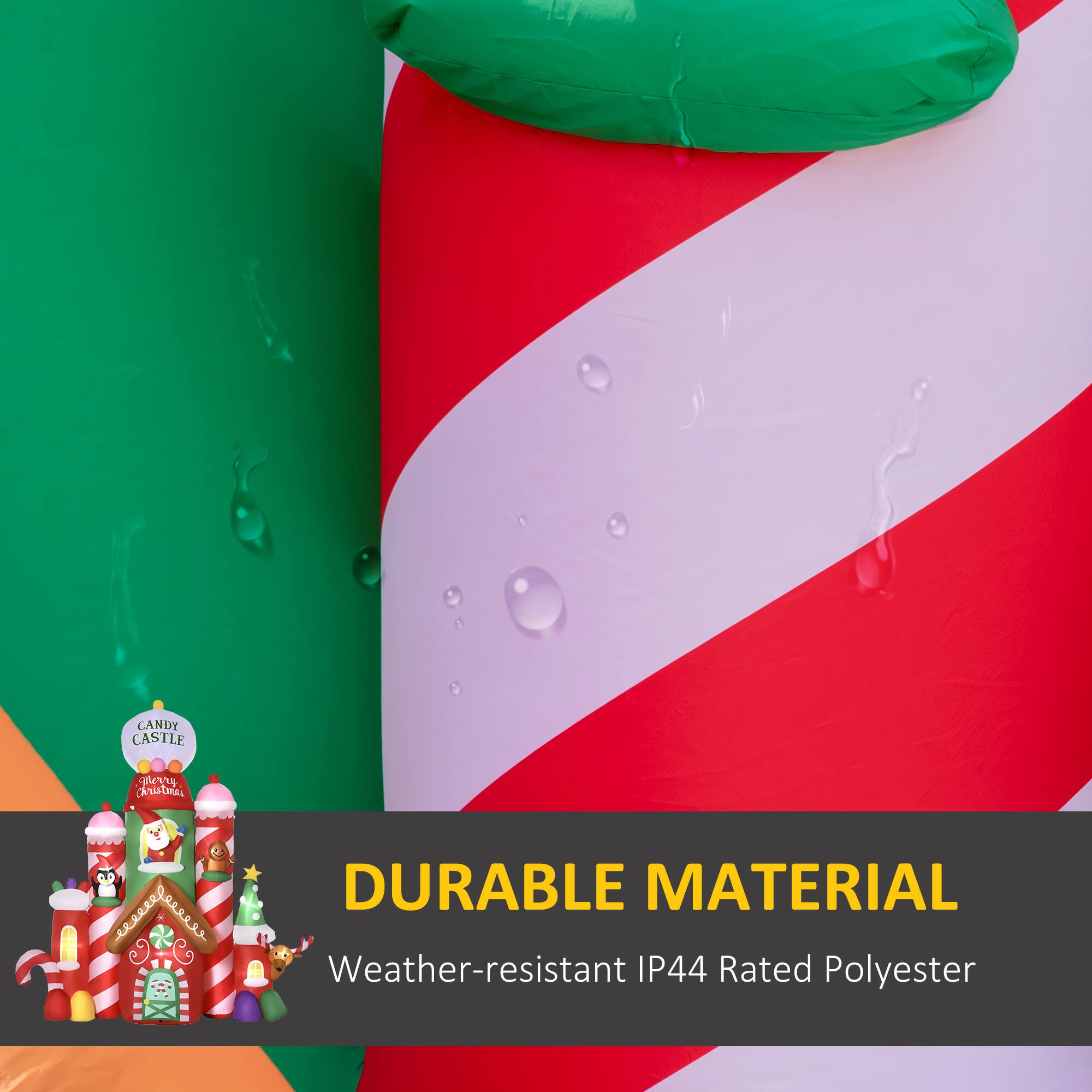 CANDY CASTLE  
Gnny Christmas  

DURABLE MATERIAL  
Weather-resistant IP44 Rated Polyester