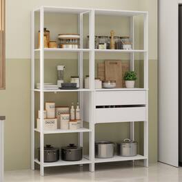 Madesa - Kitchen Pantry Storage Rack with 2 Drawers and Open Shelves 51"L - White - White