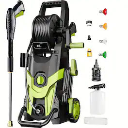 GlowWise - Pressure Washer 5000PSI-Max 3.5GPM Touch Screen Adjustable Pressure Power Washer with 4 Quick Connect Nozzles - Green
