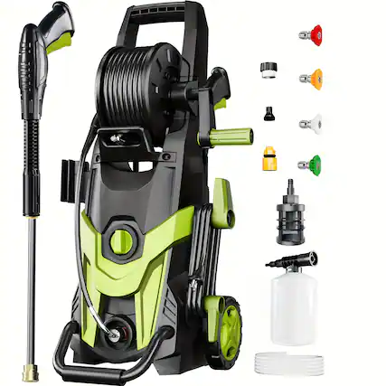 Front. GlowWise - GlowWise Pressure Washer 5000PSI-Max 3.5GPM Touch Screen Adjustable Pressure Power Washer with 4 Quick Connect Nozzles - green.