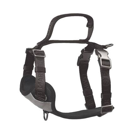 Front. PET MARVEL - PET MARVEL Adjustable Embroidered Stylish Dog Harness, Grey, L - Grey.