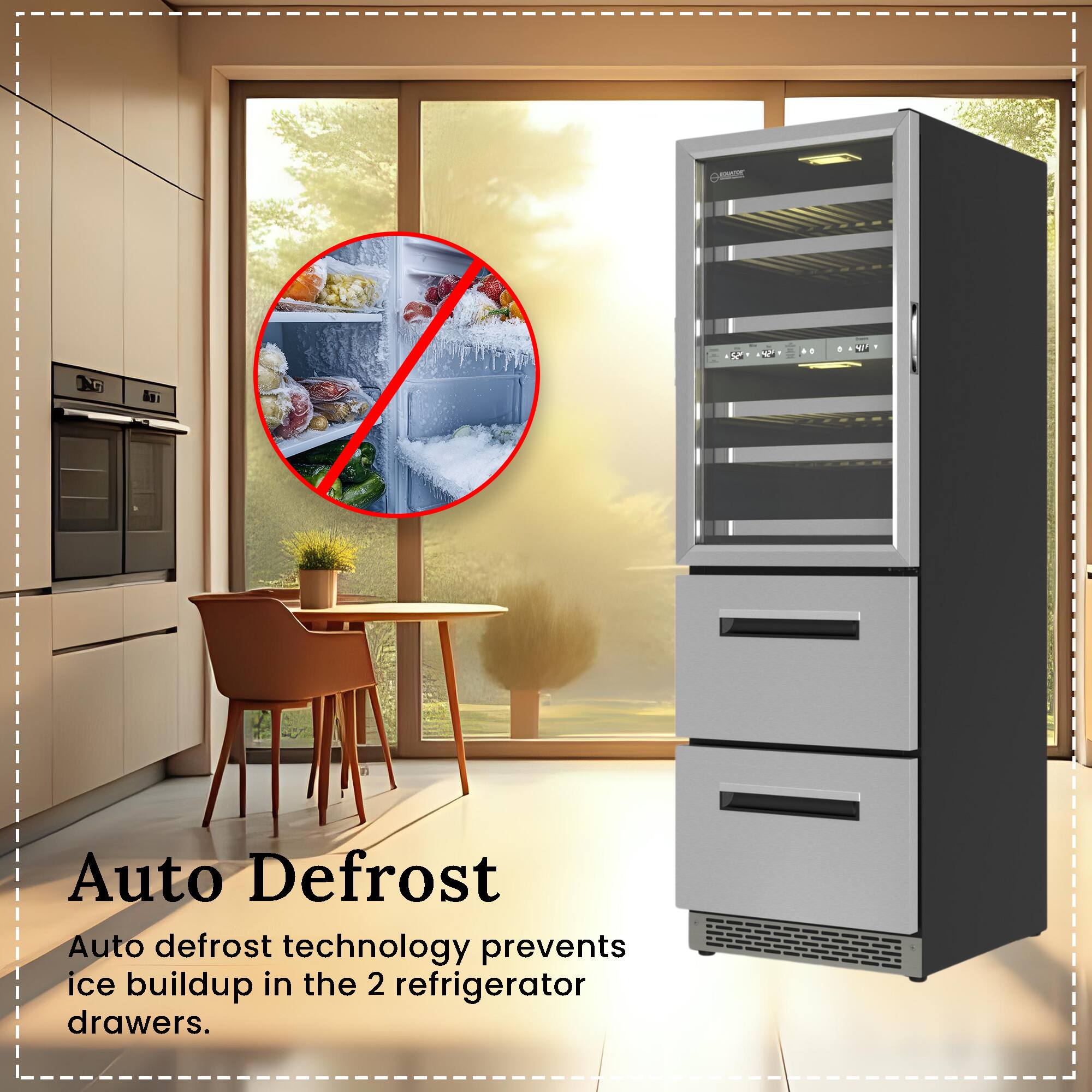 Auto Defrost

Auto defrost technology prevents ice buildup in the 2 refrigerator drawers.