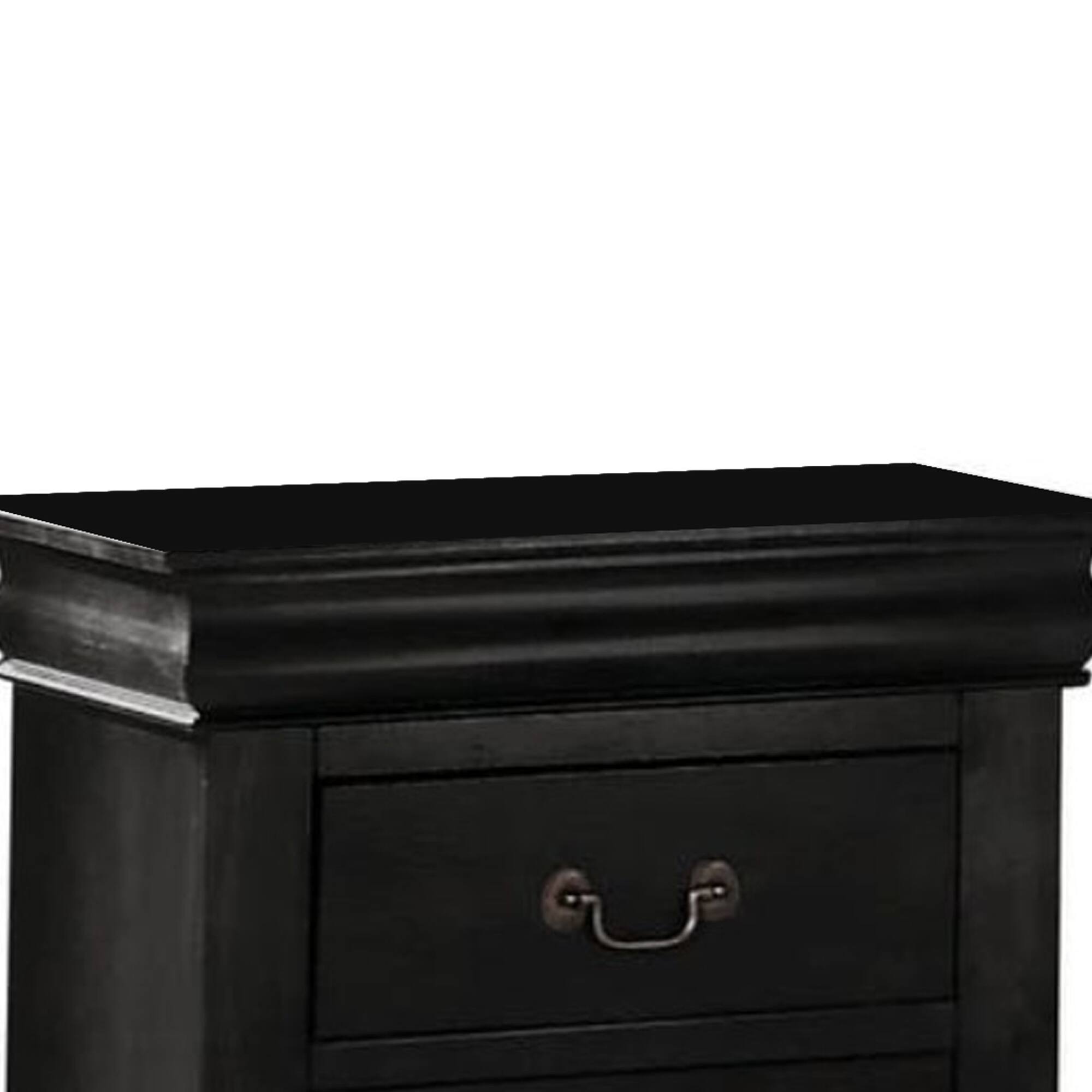 Alt View 1. Manhattan Lane - Wooden Nightstand with Two Drawers - Black.