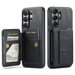 Dteck - for Samsung Galaxy S26 Ultra Wallet Case,Vintage PU Leather Shockproof Cover with RFID Flip Card Holder & Finger Clip - Black