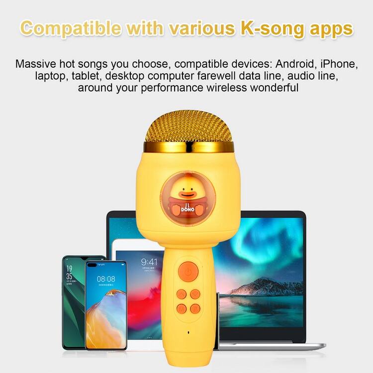 Compatible with various K-song apps

Massive hot songs you choose, compatible devices: Android, iPhone, laptop, tablet, desktop computer farewell data line, audio line, around your performance wireless wonderful