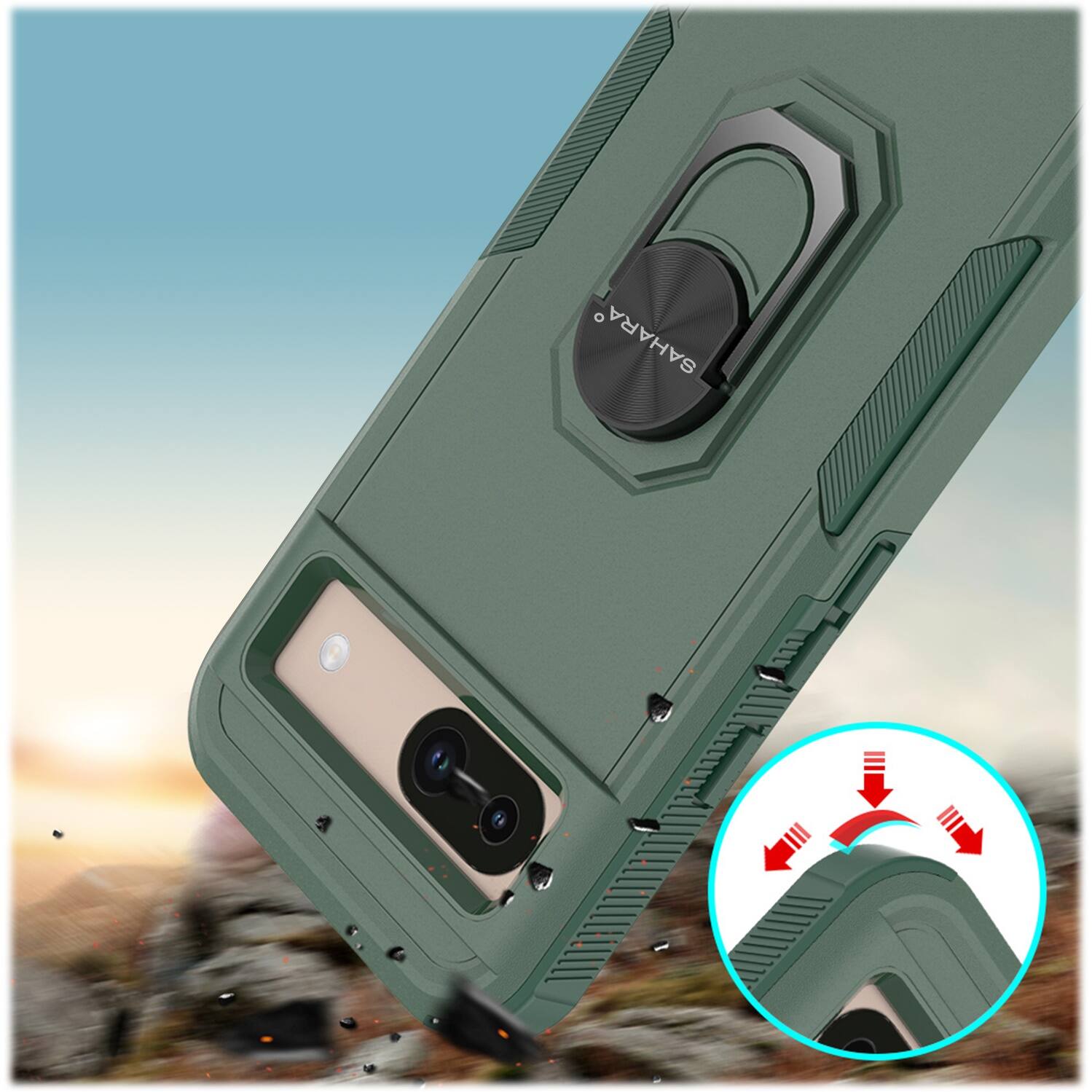 Alt View 16. SaharaCase - Raider Series Kickstand Case for Google Pixel 8a - Cactus Green.