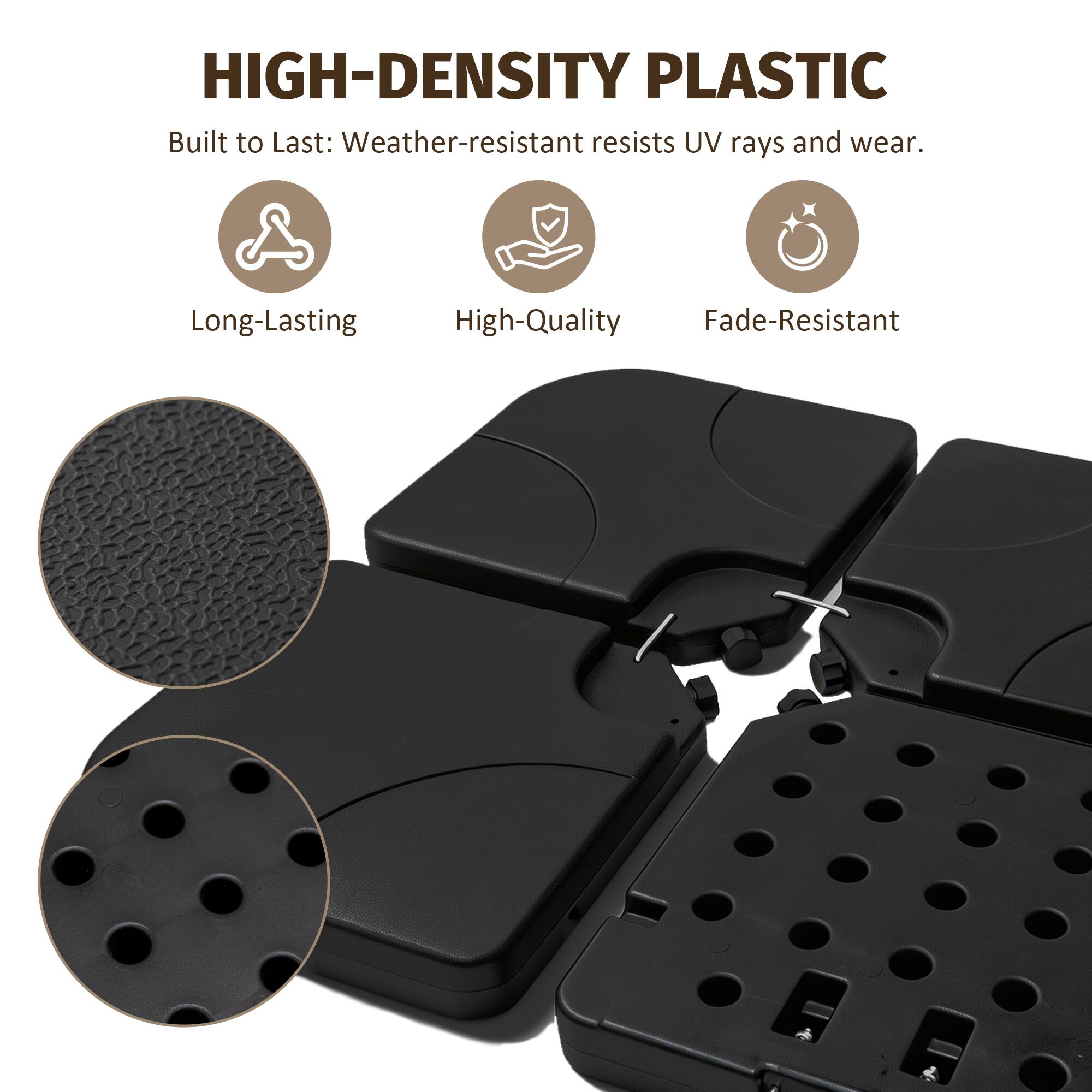 HIGH-DENSITY PLASTIC  
Built to Last: Weather-resistant resists UV rays and wear.  
Long-Lasting  
High-Quality  
Fade-Resistant