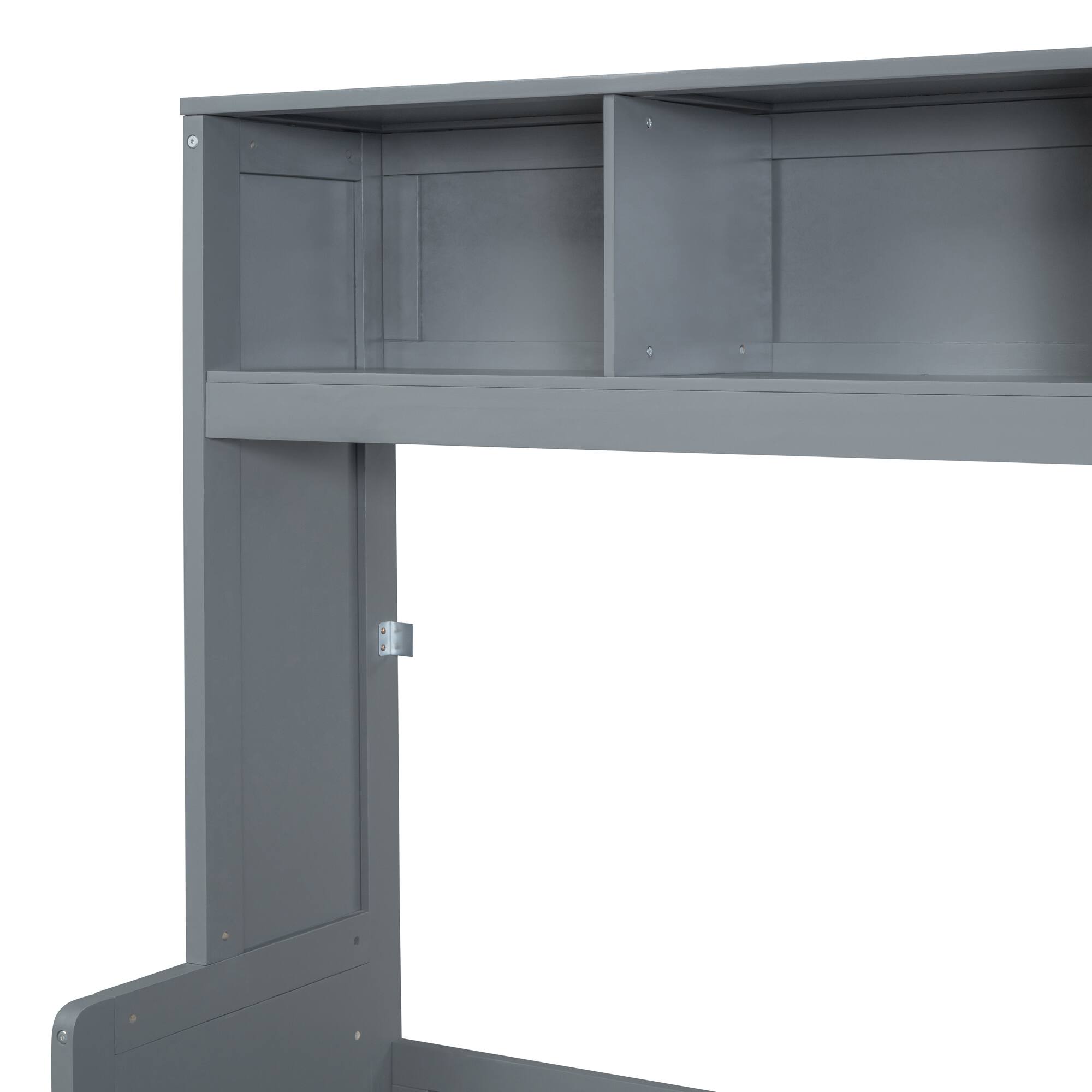 Alt View 8. Tiramisubest - Queen Size Murphy Bed with Closet and Drawers, Gray (112" L x 65" W x 79" H, 331 lbs) - Gray.