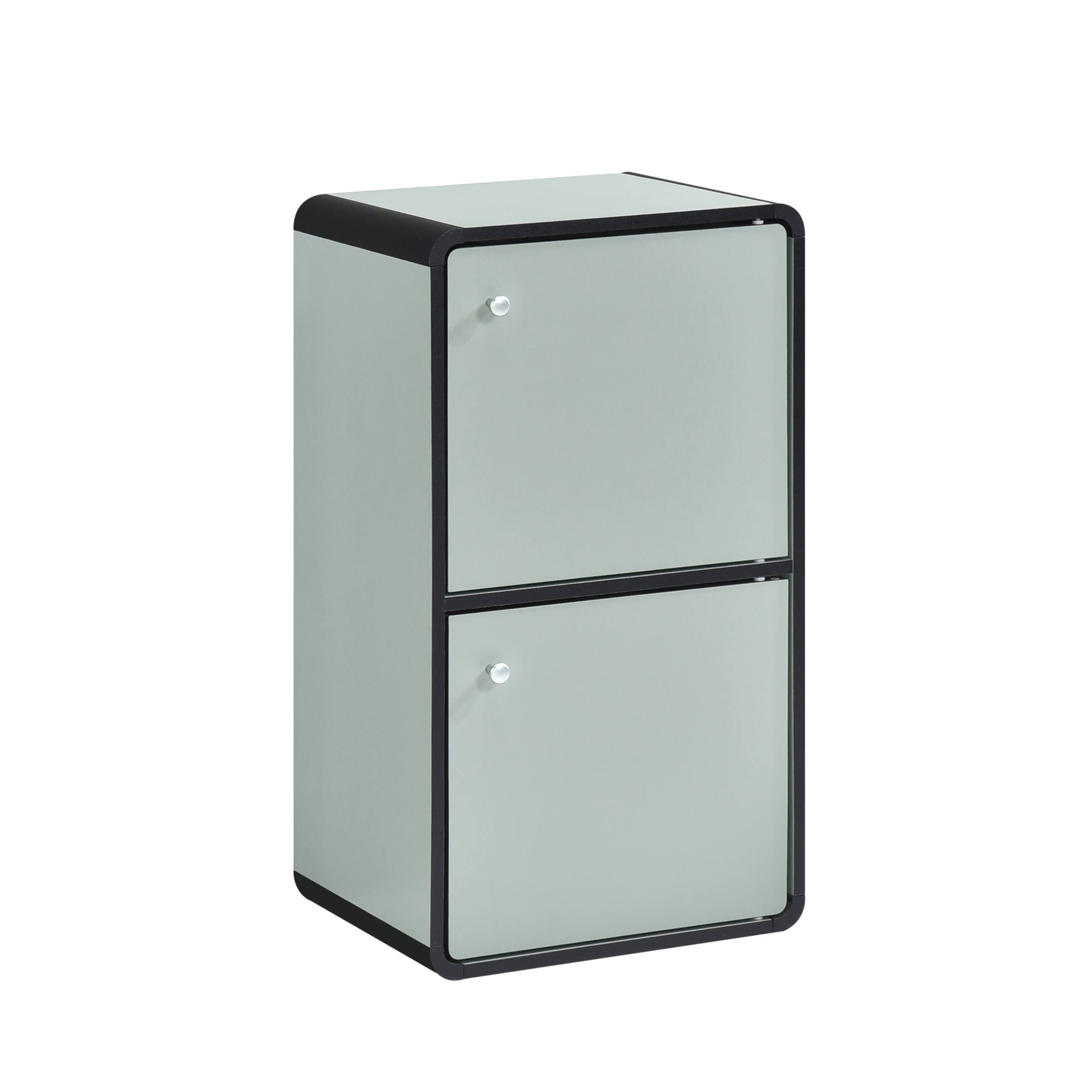 Angle. Kings Brand Furniture - Kings Brand Furniture Dothan Wood 2-Cubed Closed Bookcase - Storage Shelf Organizer Bookshelf - Green.