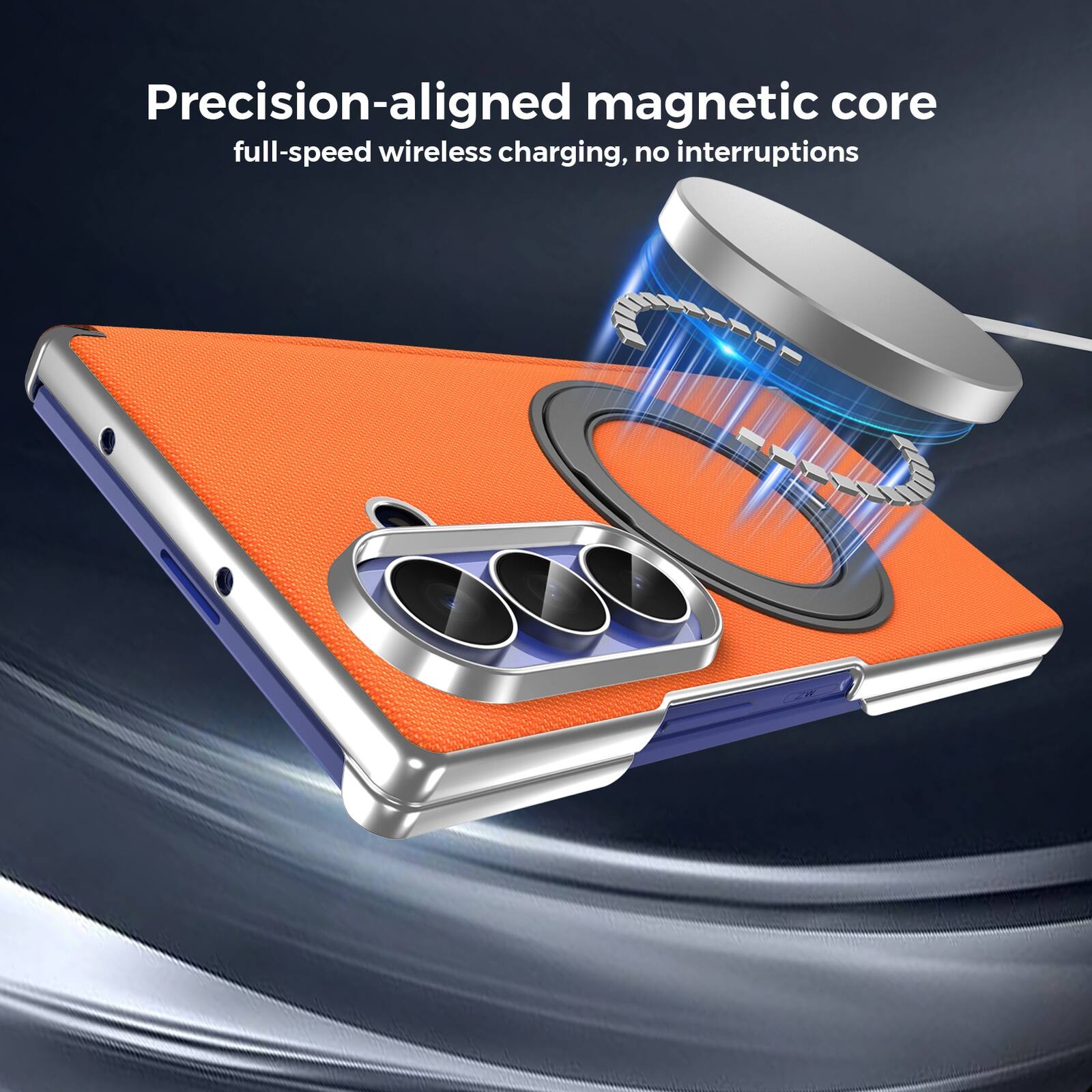 Precision-aligned magnetic core full-speed wireless charging, no interruptions