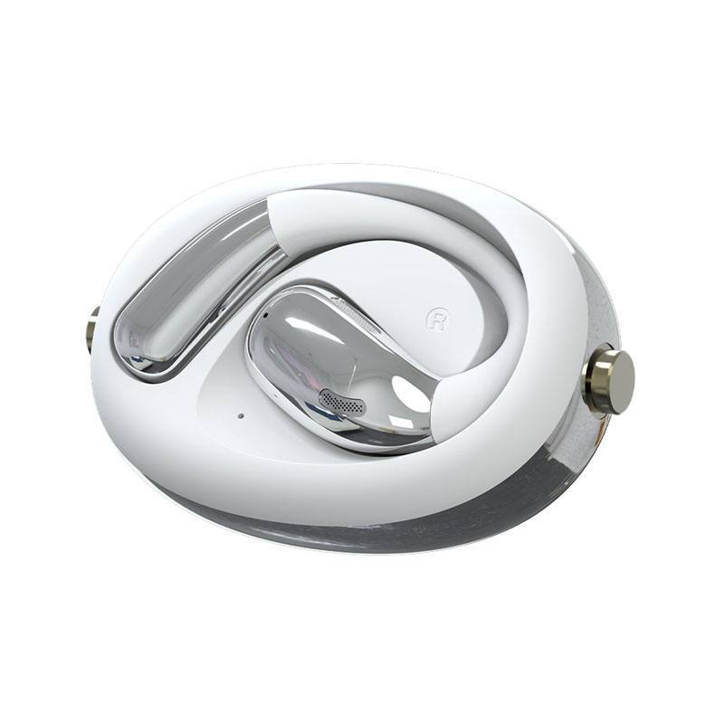 Front. Cluzine - Wireless AI Translation Earphones, Lightweight Hanging Sport Style, Magnetic Charging & Long Battery Life - White.