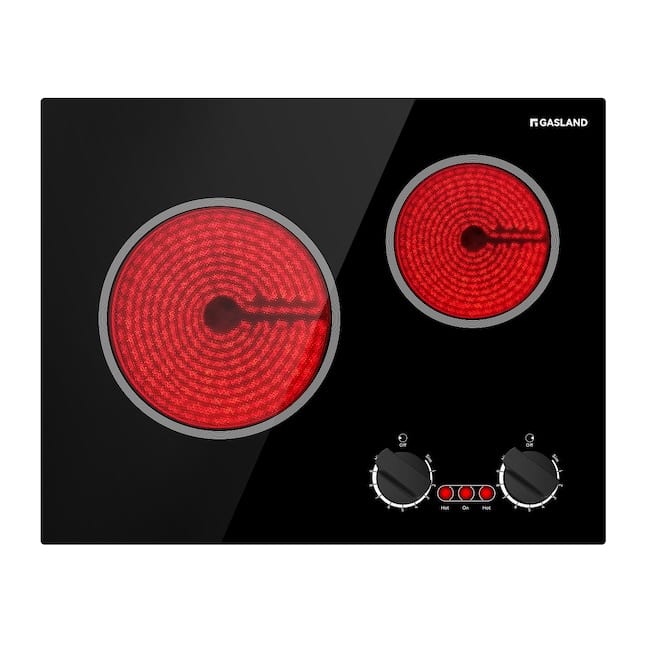 GASLAND - 21 inches Built-In Radiant Electric Cooktop with 2 Elements and Mechanical Knob - Black