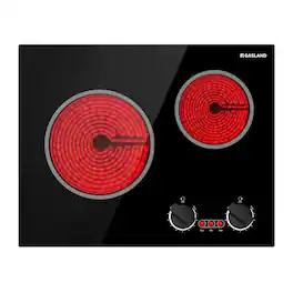GASLAND - 21 inches Built-In Radiant Electric Cooktop with 2 Elements and Mechanical Knob - Black