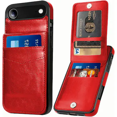 Entronix Slim Leather Wallet Case for iPhone 17 Air with Card Holder Red - Best Buy Entronix Slim Leather Wallet Case for iPhone 17 Air with Card Holder Red - Best Buy