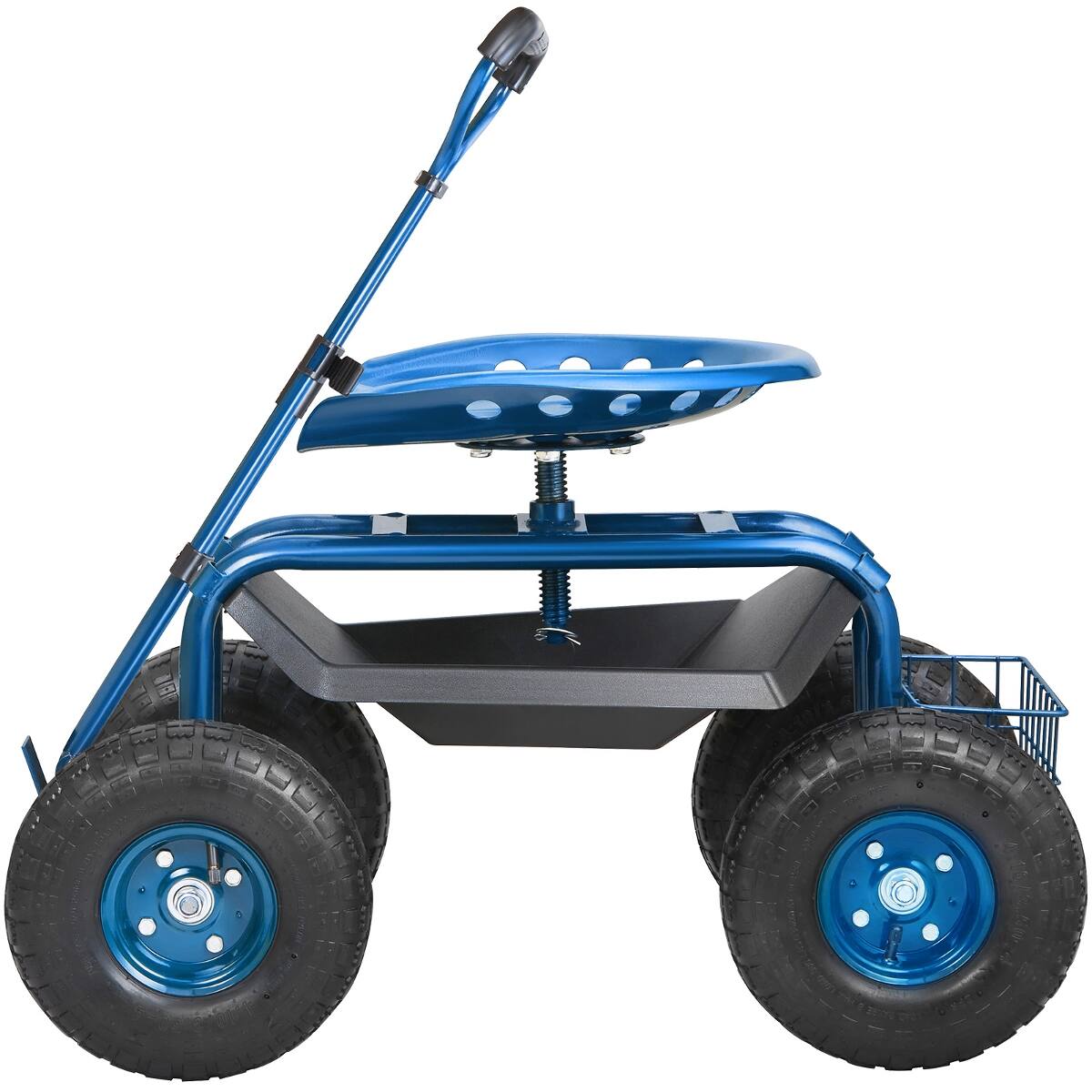 Alt View 4. Loheer - Loheer Blue Metal Garden Scooter Rolling Garden Cart with Wheels and 360 Degree Swivel Seat.
