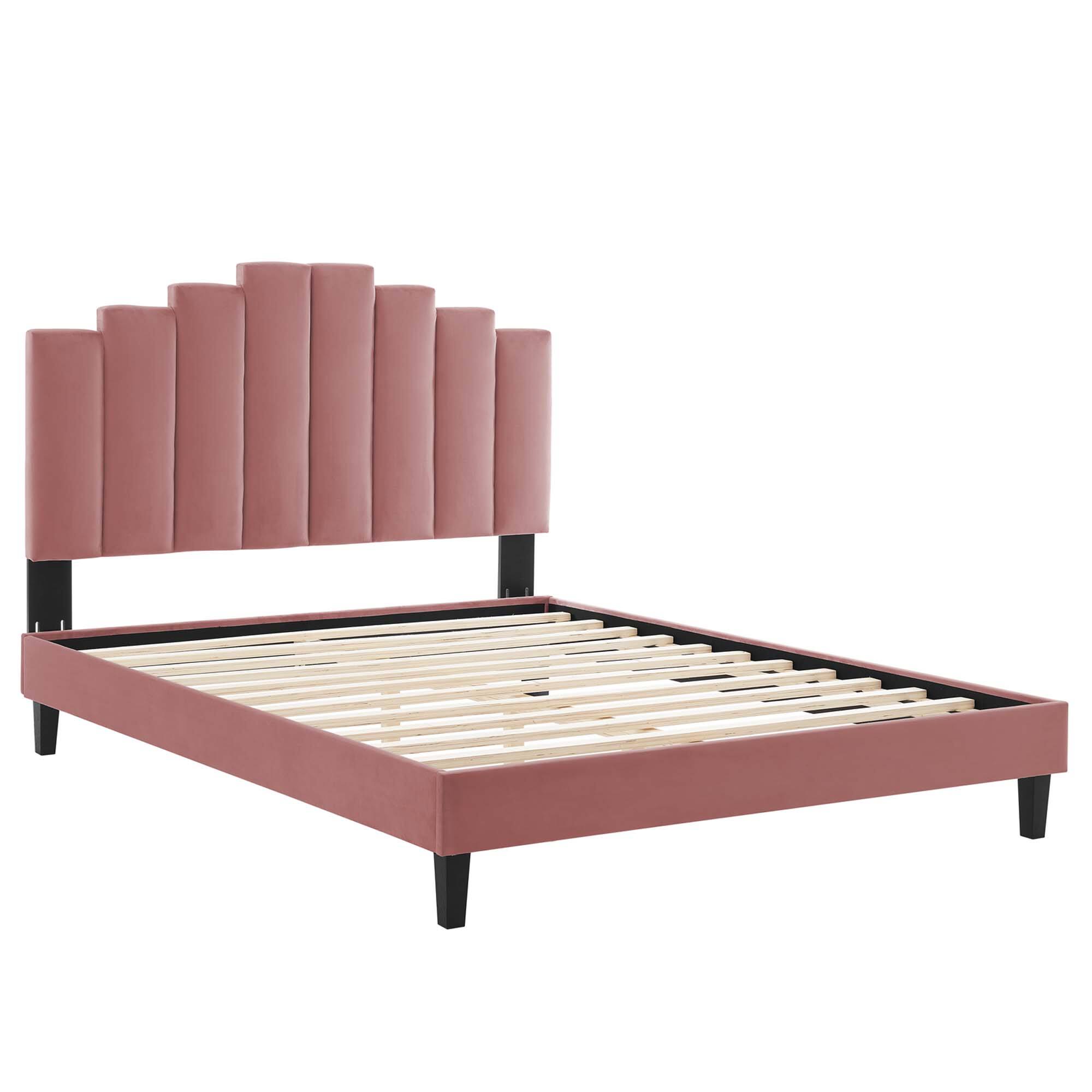 Alt View 10. Modway - Elise Performance Velvet Twin Platform Bed - Red.