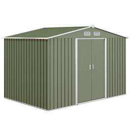 Outsunny - 9' x 6' Outdoor Storage Shed, Garden Tool Metal Shed with Foundation Kit, Double Lockable Door