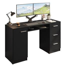 Madesa - Computer Desk 53 Inch with 3 Drawers 1 Door and 1 Storage Shelf - Black