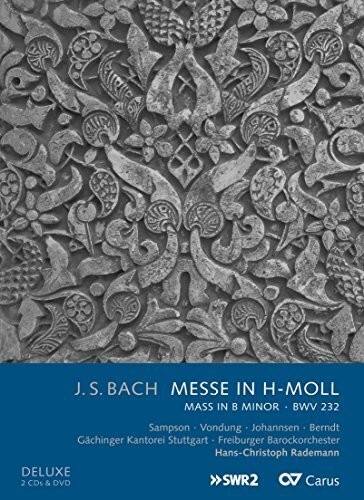 J.S. BACH  
MESSE IN H-MOLL  
MASS IN B MINOR · BWV 232  

Sampson · Vondung · Johannsen · Berndt  
Gächinger Kantorei Stuttgart · Freiburger Barockorchester  
Hans-Christoph Rademann  

DELUXE  
2 CDs & DVD  

SWR2  
Carus