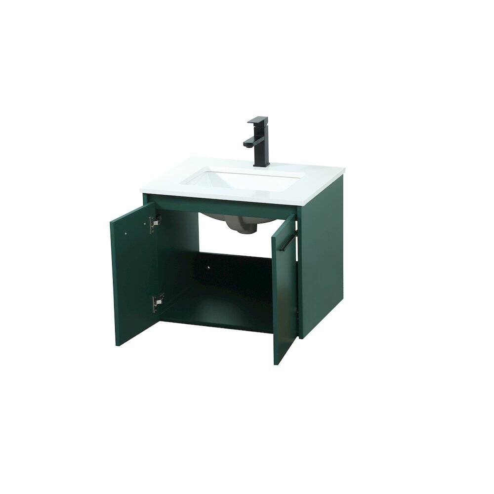 Alt View 3. Elegant Kitchen and Bath - 24 Inch Single Bathroom Vanity In Green - Green.
