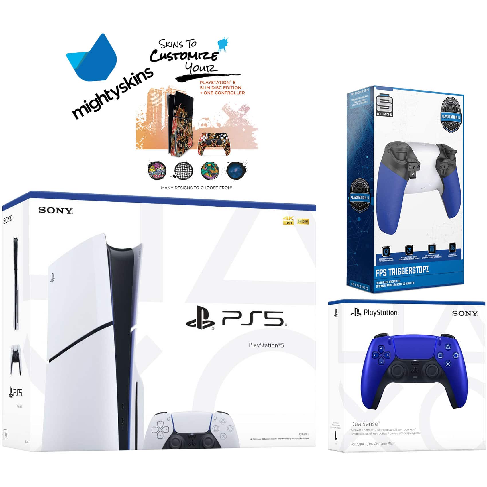 Playstation 5 Slim Disc With Extra Controller, Trigger Stop Kit And Mightyskins Decal Voucher | | PlayStation 5 | Cobalt Blue | Best Buy