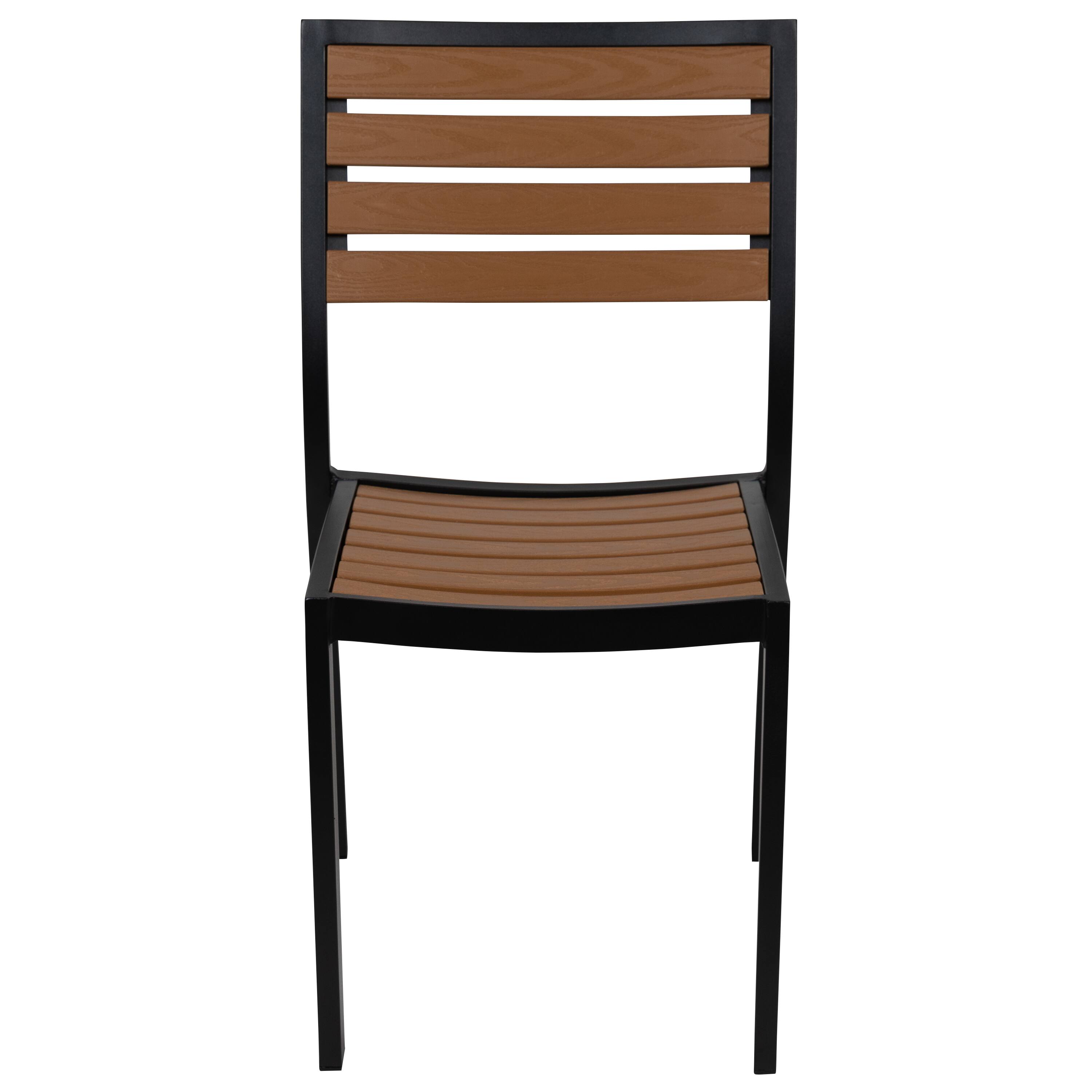 Alt View 8. Emma + Oliver - 2 Pack Outdoor Faux Teak Side Chair with Poly Slats - Teak Patio Chair - Teak.