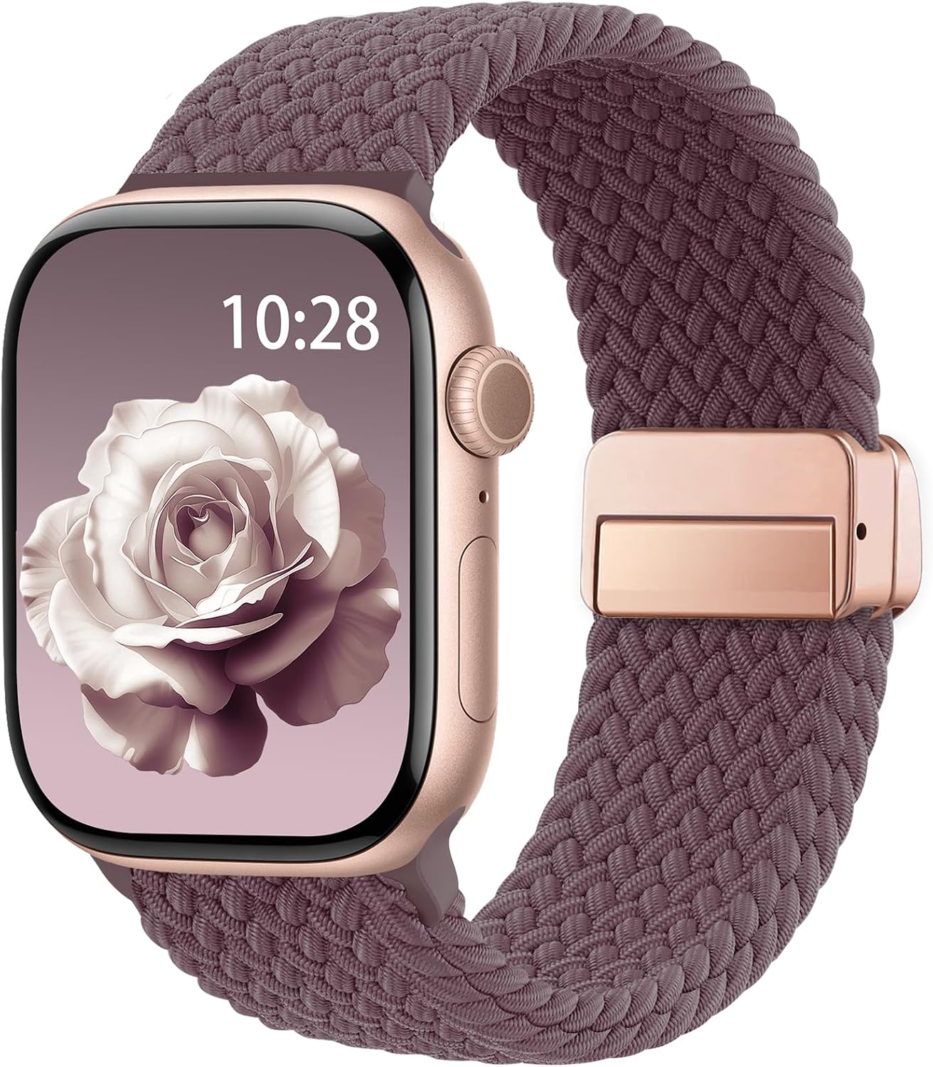 Front. Core Tech - Braided Stretchy Magnetic Watch Band for Apple Watch 38/40/41/42mm - Violet Smoke.